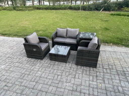 Fimous Wicker Pe Rattan Garden Furniture Set Outdoor Lounge Sofa Set With Love Sofa Coffee Table Side Table - thumbnail 2