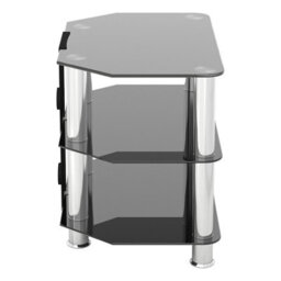 "Avf Classic 60Cm Glass Corner Tv Stand With Cable Management For Tvs Up To 32"" - Black & Chrome" - thumbnail 3