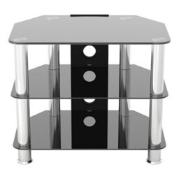 "Avf Classic 60Cm Glass Corner Tv Stand With Cable Management For Tvs Up To 32"" - Black & Chrome" - thumbnail 2