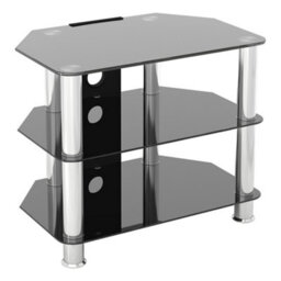 "Avf Classic 60Cm Glass Corner Tv Stand With Cable Management For Tvs Up To 32"" - Black & Chrome"