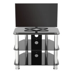 "Avf Classic 60Cm Glass Corner Tv Stand With Cable Management For Tvs Up To 32"" - Black & Chrome" - thumbnail 5