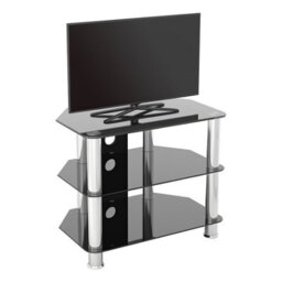 "Avf Classic 60Cm Glass Corner Tv Stand With Cable Management For Tvs Up To 32"" - Black & Chrome" - thumbnail 4