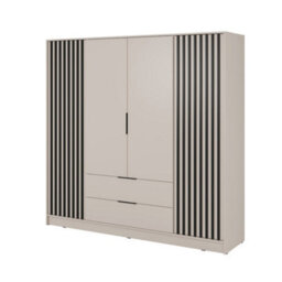 Arte Nelly Hinged Door Wardrobe 206Cm Cashmere & Black - Robust Storage For Modern Homes - thumbnail 2