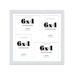 12X12 Inch 4 Opening Photo Collage Frame, Display Four 6X4 Inch Photos, Multi Aperture Family Picture Frame, Light Grey - thumbnail 2