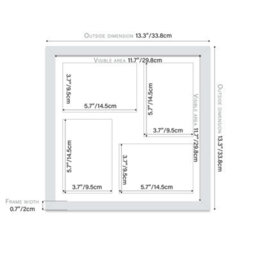 12X12 Inch 4 Opening Photo Collage Frame, Display Four 6X4 Inch Photos, Multi Aperture Family Picture Frame, Light Grey - thumbnail 4