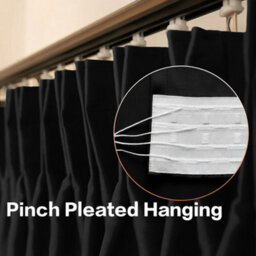 Oxford Homeware Plain Black 230Gsm Blackout Curtain Thermal Insulated Pencil Pleat For Door Curtain (W)168Cmx(L)213Cm Single Panel - thumbnail 6