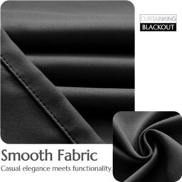 Oxford Homeware Plain Black 230Gsm Blackout Curtain Thermal Insulated Pencil Pleat For Door Curtain (W)168Cmx(L)213Cm Single Panel - thumbnail 5