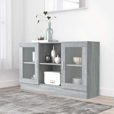 Berkfield Vitrine Cabinet Grey Sonoma 120X30.5X70 Cm Engineered Wood - image 1