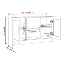 Berkfield Vitrine Cabinet Grey Sonoma 120X30.5X70 Cm Engineered Wood - thumbnail 9