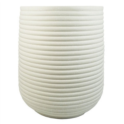 Leaf 46Cm X 40Cm Mikos Extra Large Ridged Composite Planter - Stone Colour - image 1