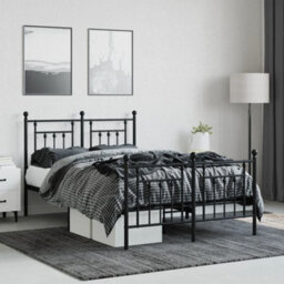 Berkfield Metal Bed Frame With Headboard And Footboard Black 120X190 Cm - thumbnail 3