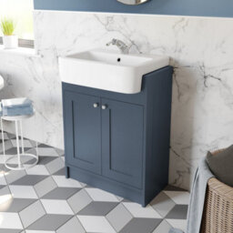 Affine Traditional Double Vanity Basin Unit & Shelving Bathroom Furniture Blue - thumbnail 4