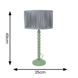 Valuelights Bobbins Sage Green Table Lamp With Ruched Pleated Powder Blue Drum Lamp Shade - thumbnail 6