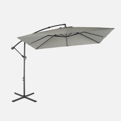 Sweeek - Offset Square Parasol 3X3M - Hardelot 3X3M - Kaki - Anti-Return Crank Handle   Water-Repellent Fabric   Easy To Use - image 1
