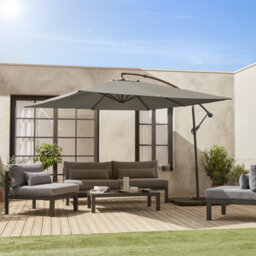 Sweeek - Offset Square Parasol 3X3M - Hardelot 3X3M - Kaki - Anti-Return Crank Handle   Water-Repellent Fabric   Easy To Use - thumbnail 4
