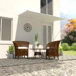 Walplus Retractable Awning Garden Sun Shade Canopy Gazebo For Back Door, Porch, Patio 250X150 Cm Cream