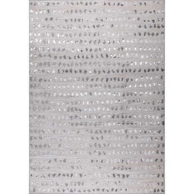 Livabliss Lustro-Modern Grey Off-White Beige Polka Dot Living Dining Bedroom Rug 200 X 275 Cm Easy Care, Non Shedding - image 1