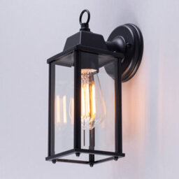 Litecraft 2 Pack Of Colone Black Outdoor Lantern Bevelled Glass Wall Lights - thumbnail 3