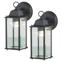 Litecraft 2 Pack Of Colone Black Outdoor Lantern Bevelled Glass Wall Lights - thumbnail 2