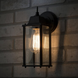 Litecraft 2 Pack Of Colone Black Outdoor Lantern Bevelled Glass Wall Lights - thumbnail 1