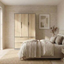 Urbn-Living Urbnliving 3 Door Wardrobe With 4 Drawers  Cedar Grey & Oak Wooden Bedroom Storage Unit With Hanging Rail - thumbnail 4