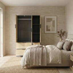 Urbn-Living Urbnliving 3 Door Wardrobe With 4 Drawers  Cedar Grey & Oak Wooden Bedroom Storage Unit With Hanging Rail - thumbnail 5