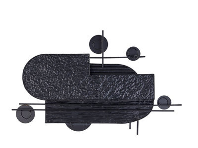 Beliani Geometric Wall Art Black Gold Iron Sculpture, Handcrafted Painted Metal Wall Sculpture W86 X H55 Cm - image 1