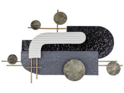 Beliani Geometric Wall Art Black Gold Iron Sculpture, Handcrafted Painted Metal Wall Sculpture W86 X H55 Cm - thumbnail 3