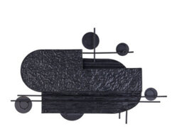 Beliani Geometric Wall Art Black Gold Iron Sculpture, Handcrafted Painted Metal Wall Sculpture W86 X H55 Cm - thumbnail 1