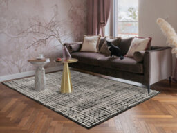 Mayfair Living Room Area Rug Metallic Sheen Contemporary Modern Mesh Design - Black 120Cm X 170Cm - thumbnail 1