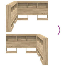 Berkfield Storage Headboard With Shelf Sonoma Oak 120 Cm Engineered Wood - thumbnail 9