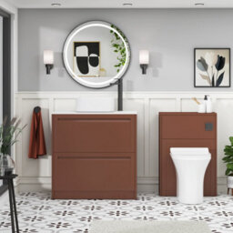 Royal Bathrooms Royal Bathroom Elmore 800mm Terracotta Clay Freestanding Bathroom Vanity Unit 2 Drawer Plain White Worktop With Elena Basin - thumbnail 5