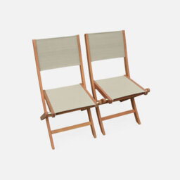 Sweeek - 6-Seater Extendable Wooden Garden Table With 6 Textilene Chairs Natural 180X80X75 Cm - Almeria Table 180Cm + 6 Chairs - thumbnail 2