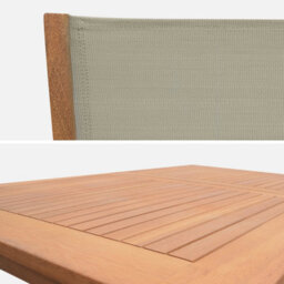 Sweeek - 6-Seater Extendable Wooden Garden Table With 6 Textilene Chairs Natural 180X80X75 Cm - Almeria Table 180Cm + 6 Chairs - thumbnail 4