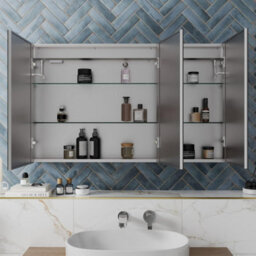 Affine Triple Door Bathroom Led Mirror Cabinet Wall Mounted Shaver Demister 1200X700mm - thumbnail 3