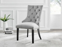 Furniturebox Set Of 2 - Belgravia Premium Knockerback Dining Chairs - Grey Velvet Black Leg Dining Chairs - Kitchen Dining Room Chairs