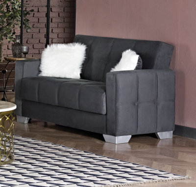 Mihomeuk Ottawa Dark Grey Velvet 2 Seater Sofa Bed - image 1