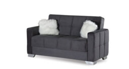 Mihomeuk Ottawa Dark Grey Velvet 2 Seater Sofa Bed - thumbnail 2