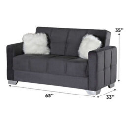 Mihomeuk Ottawa Dark Grey Velvet 2 Seater Sofa Bed - thumbnail 3