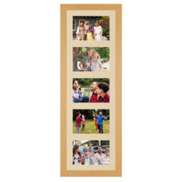 AK Frames 26X8 Country Pine Modern Multi Photo Frame With Ivory Mount - Holds 5 Apertures (5X) 6X4 Photos