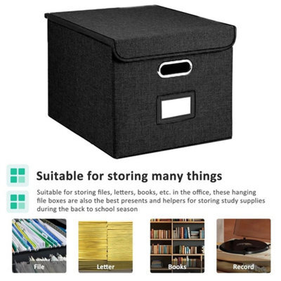 Upgraded Portable File Organiser Box With Lid Foldable Linen Hanging Home/office - image 1