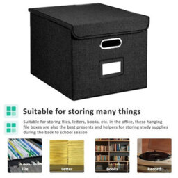 Upgraded Portable File Organiser Box With Lid Foldable Linen Hanging Home/office - thumbnail 1