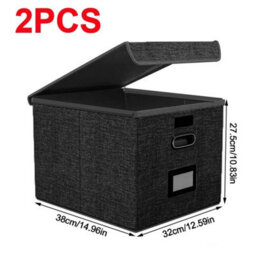 Upgraded Portable File Organiser Box With Lid Foldable Linen Hanging Home/office - thumbnail 2
