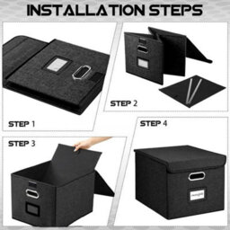 Upgraded Portable File Organiser Box With Lid Foldable Linen Hanging Home/office - thumbnail 4