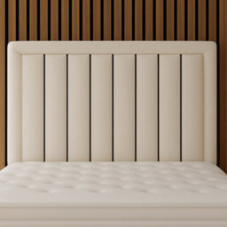 "Urban Textures - Belvoir Luxury 26"" High Velvet Fabric Upholstered Piped Panelled Headboard - Cream"