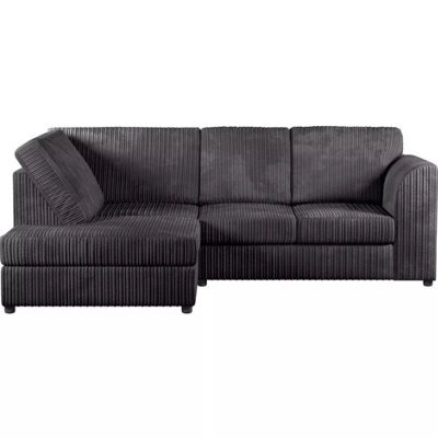 Alabama Jumbo Cord Corner Sofa Black (Left Hand)