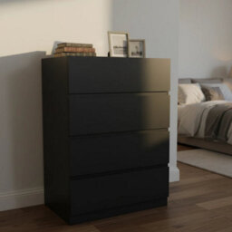 Modern 4 Drawer Of Chest Storage Unit Cabinet Bedroom Livingroom Furniture Black - thumbnail 3
