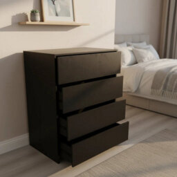 Modern 4 Drawer Of Chest Storage Unit Cabinet Bedroom Livingroom Furniture Black - thumbnail 4