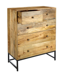 Elm Home And Garden Solid Mango Wood 2+3 Chest Of Drawers Light Oak Finish Fully Assembled 105Cm High X 90Cm Wide X 42Cm Deep - thumbnail 4