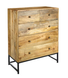 Elm Home And Garden Solid Mango Wood 2+3 Chest Of Drawers Light Oak Finish Fully Assembled 105Cm High X 90Cm Wide X 42Cm Deep - thumbnail 1